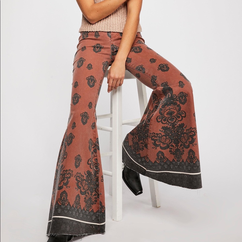 Free People Rust Combo “Just Float On” Flare sz 28